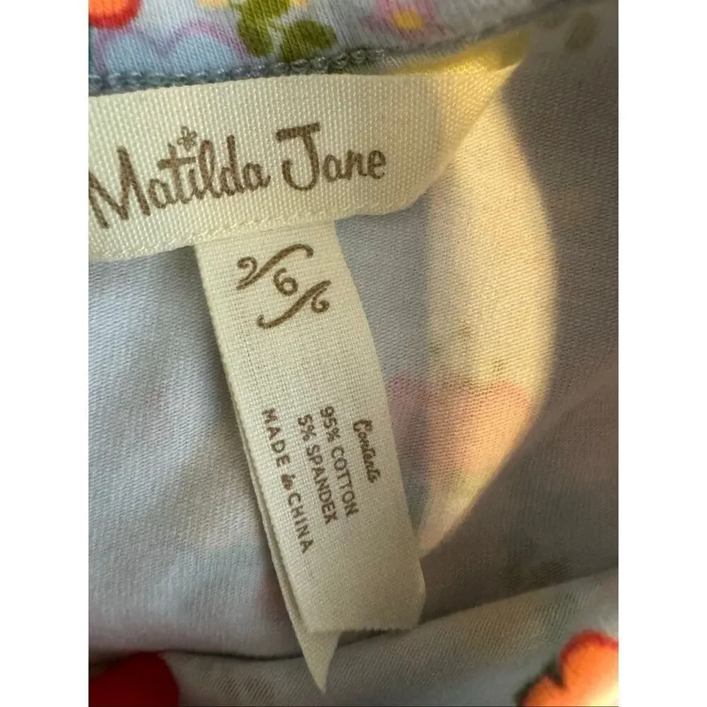 Matilda Jane Girls Adventure Begins Chalkboard Doodles Floral Dress Size 6